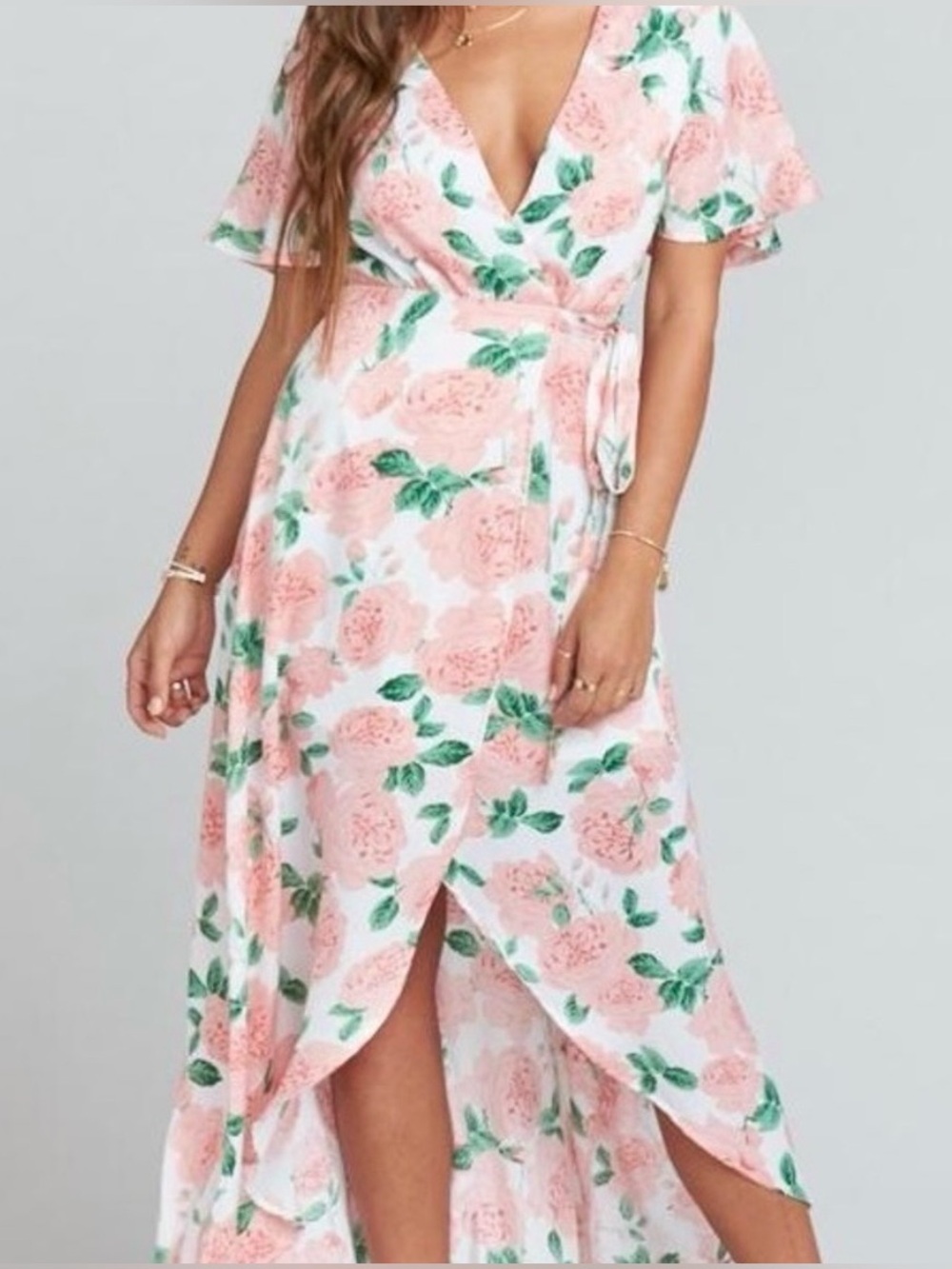 Show Me Your Mumu Size S Marianne Wrap Dress in Rose me away sheen